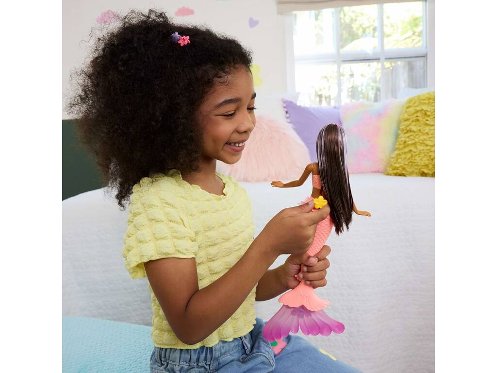 Barbie Flower Magic Mermaid Muñeca Sirena Morena