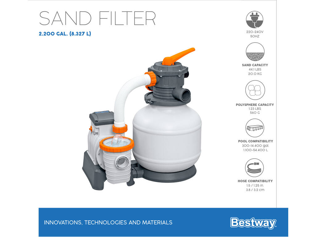 Pompa a sabbia Bestway Flowclear 8327 l/h filtro per piscine 58499