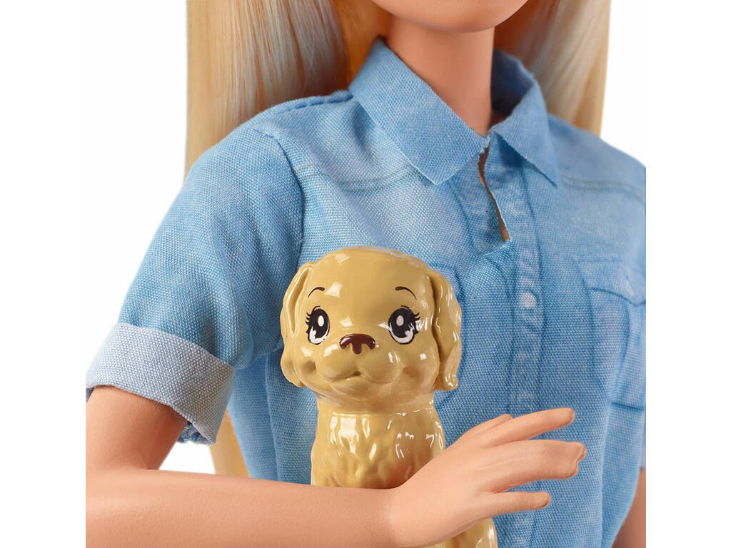 Barbie in Viaggio Bambola Bionda con Cucciolo Mattel FWV25