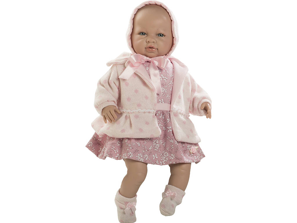 neugeborene Puppe Heulsuse 50 cm. Kleid und Mantel Rosa Berbesa 5205