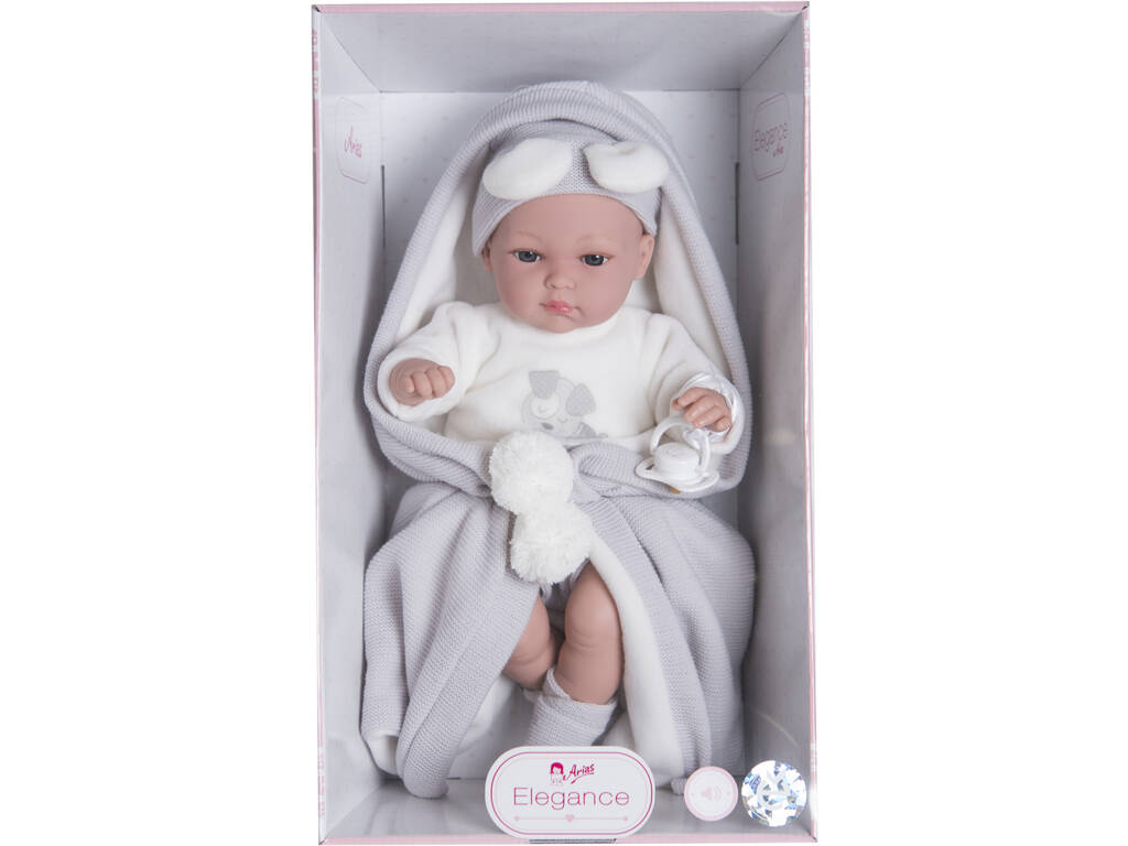 Elegance Erea Grau 33 cm. Puppe mit Decke und Weinen Arias 60282