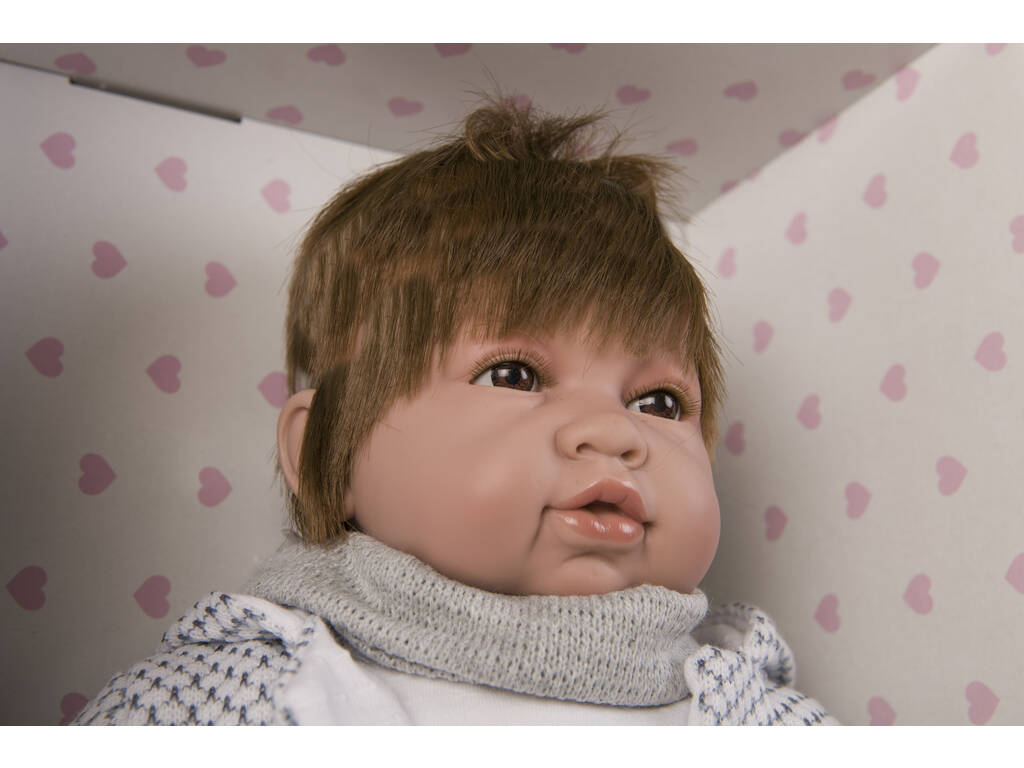 Neugeborene Weinende Saoro Puppe 50 cm. Mit Schal und Jacke Berbesa 5211