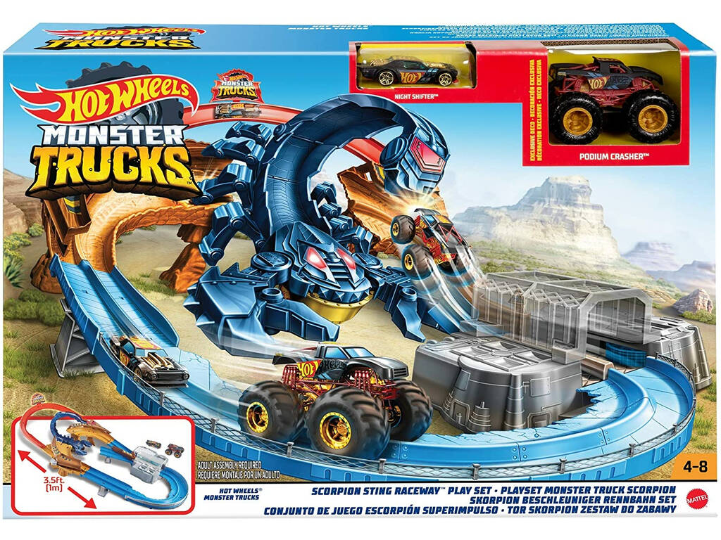Hot Wheels Monster Trucks Skorpion Angriff Rennstrecke Mattel GNB05
