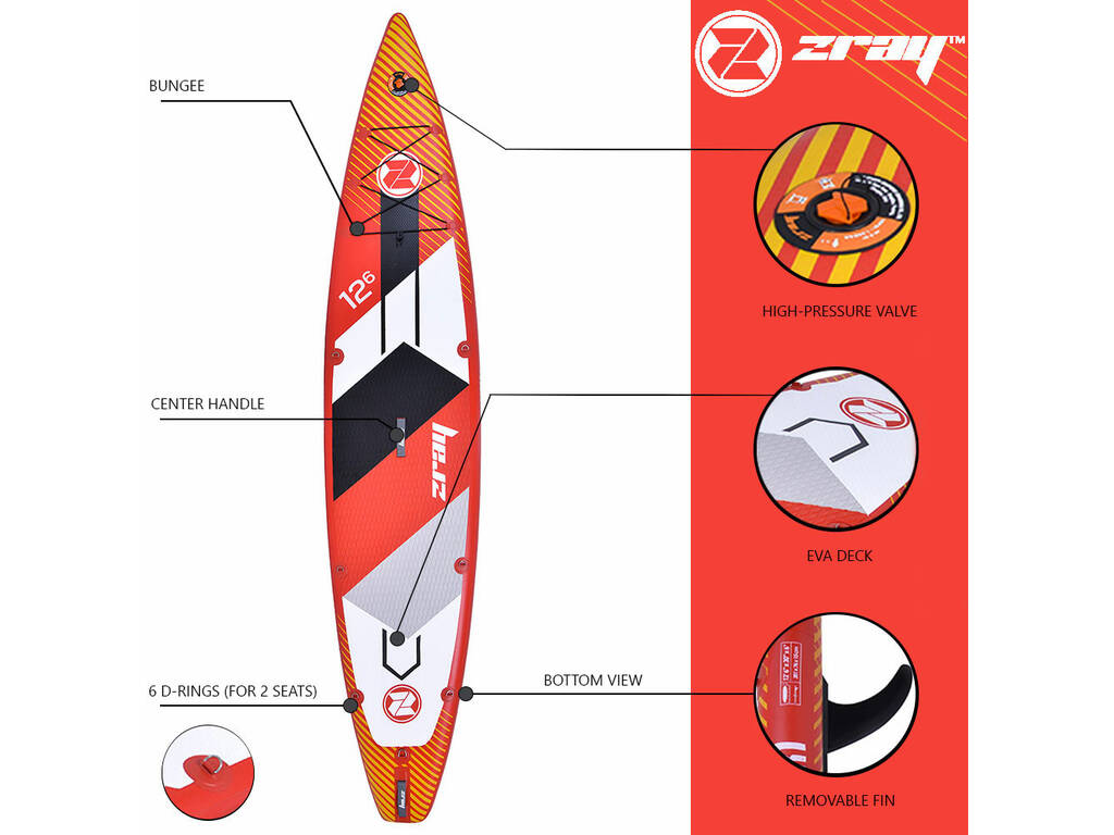 Tavola da Paddle Surf gonfiabile Zray SUP Rapid da 381x76x15 cm