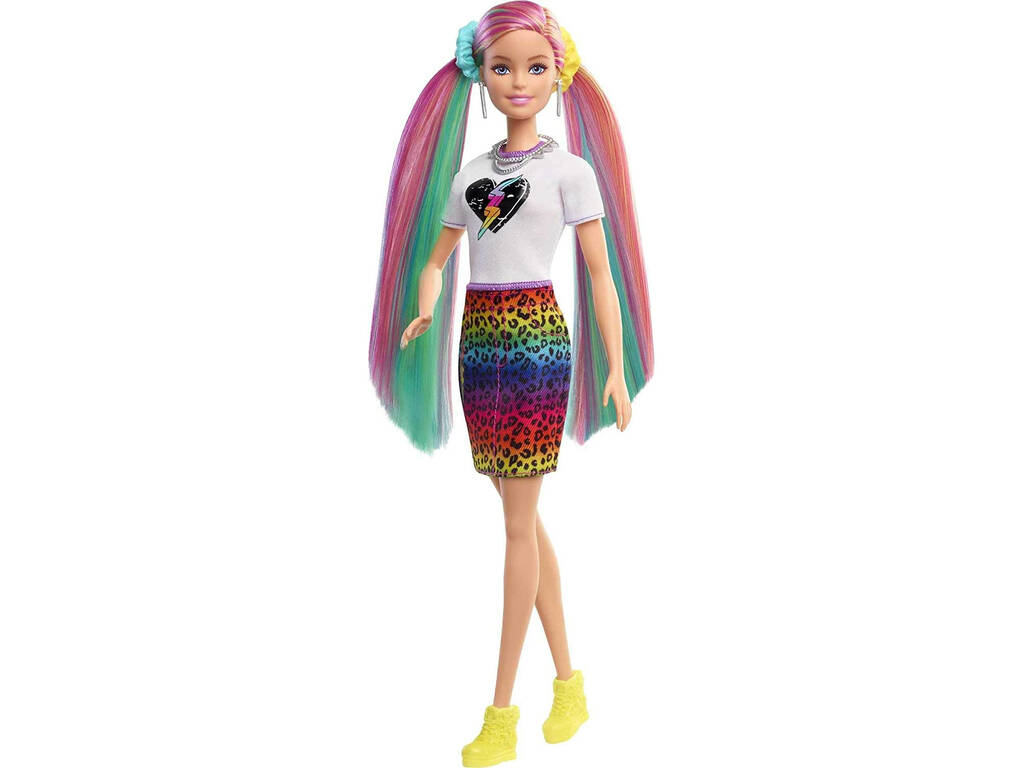 Barbie Capelli arcobaleno ghepardo Mattel GRN81