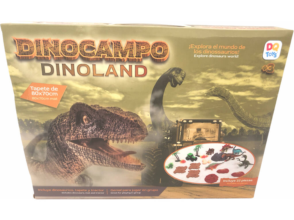 Dinocampo Conjunto Tapete 80x70 cm. con Dinosaurios y Accesorios