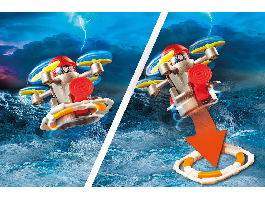 Playmobil Sea Rescue Sea Rescue Operation Fire Fighting With Rescue Yacht 70140