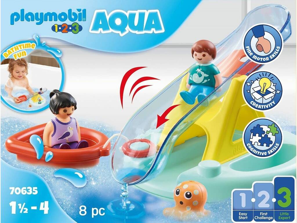 Playmobil 1.2.3 Isola da bagno con scivolo 70635