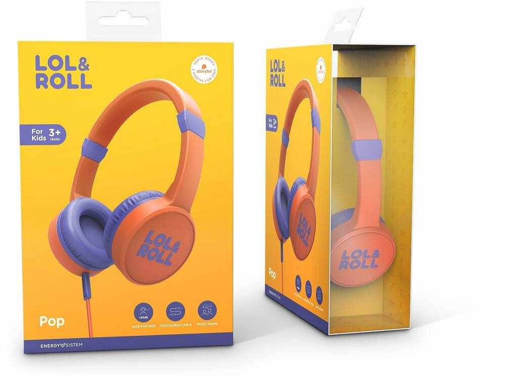 Auriculares Lol&Roll Pop Kids Headphones Orange Energy Sistem 45186