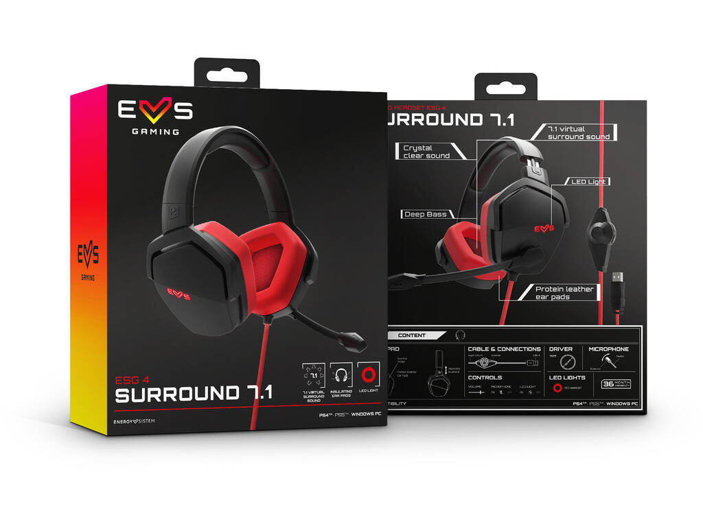 Auriculares Gaming Headset ESG 4 Surround 7.1 Red Energy Sistem 45255