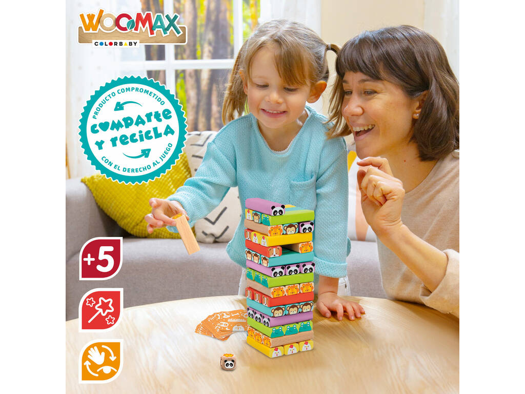 Baby Color 52 Stücke Holz-Blocks Turm Spiel
