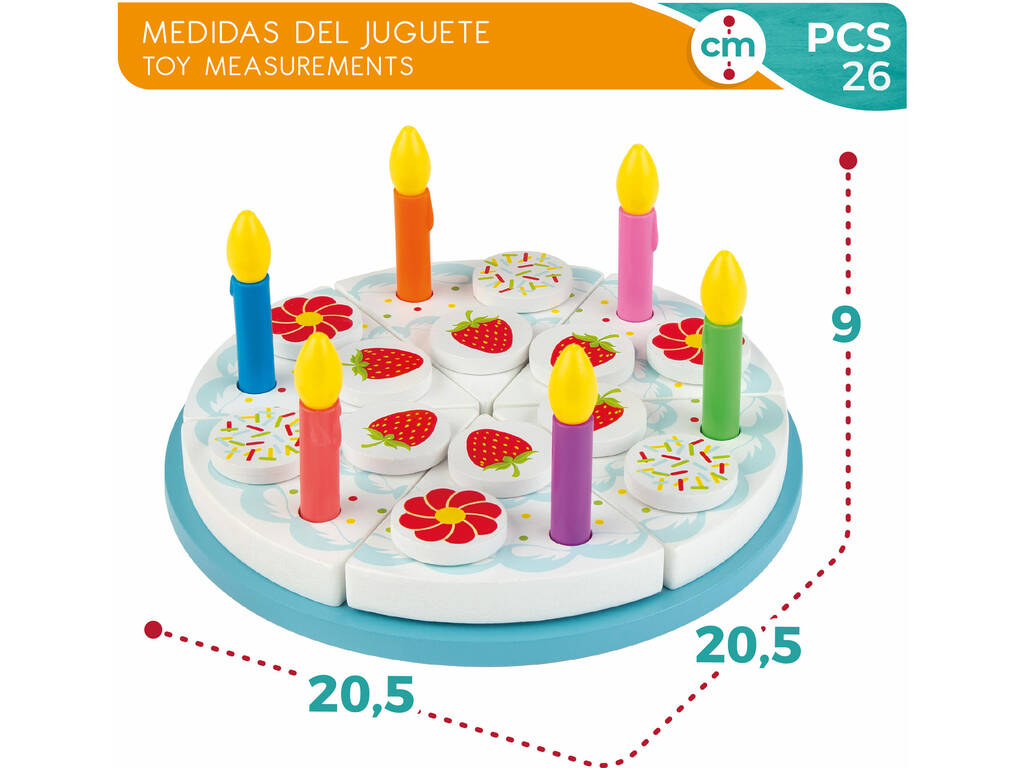 Set torta di compleanno in legno 26 pezzi Color Baby 49335
