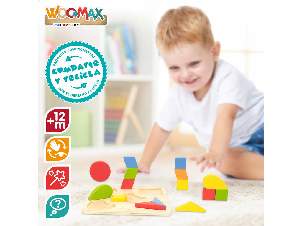 Holzpuzzles mit geometrischen Formen, 16 Teile von Color Baby