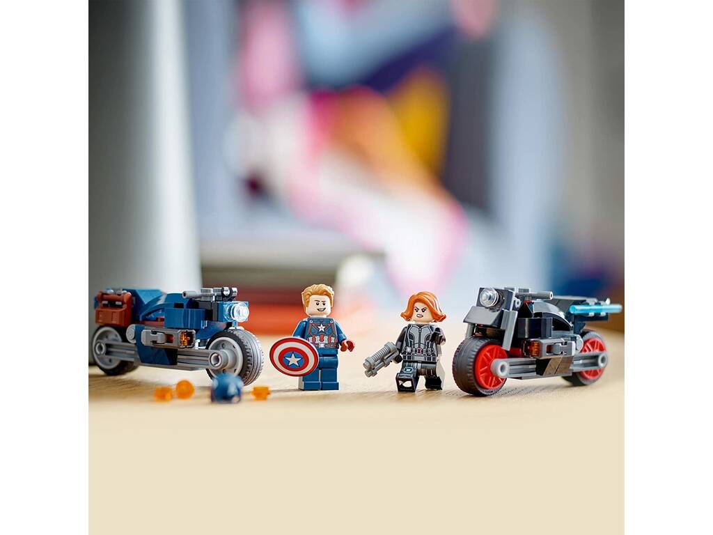 Set construcción Lego Super Heroes Marvel Motos de Black Widow y el Capitán  América con 130 piezas