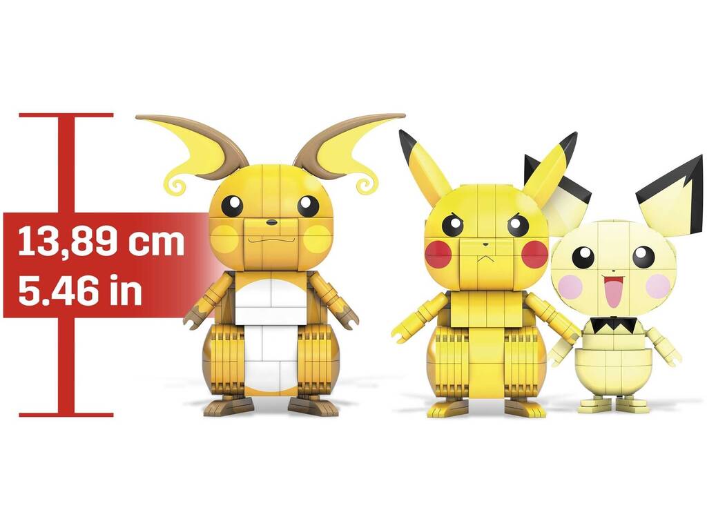 Pokémon Mega Construx Figuras Pichu, Pikachu y Raichu Mattel GYH06