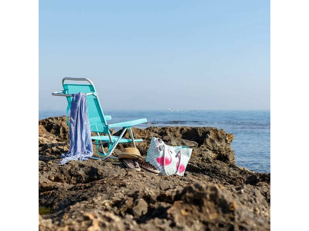 Sedia da spiaggia bassa pieghevole in alluminio Colore Acqua Marina Aremar 70500