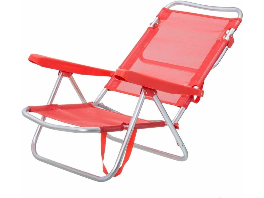 Niedriger klappbarer Strandstuhl aus Aluminium, rote Farbe, Aremar 70537