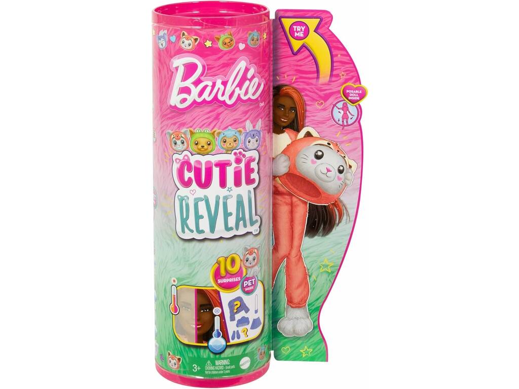 Barbie Cutie Reveal Serie Costumi da gattino panda rosso di Mattel HRK23