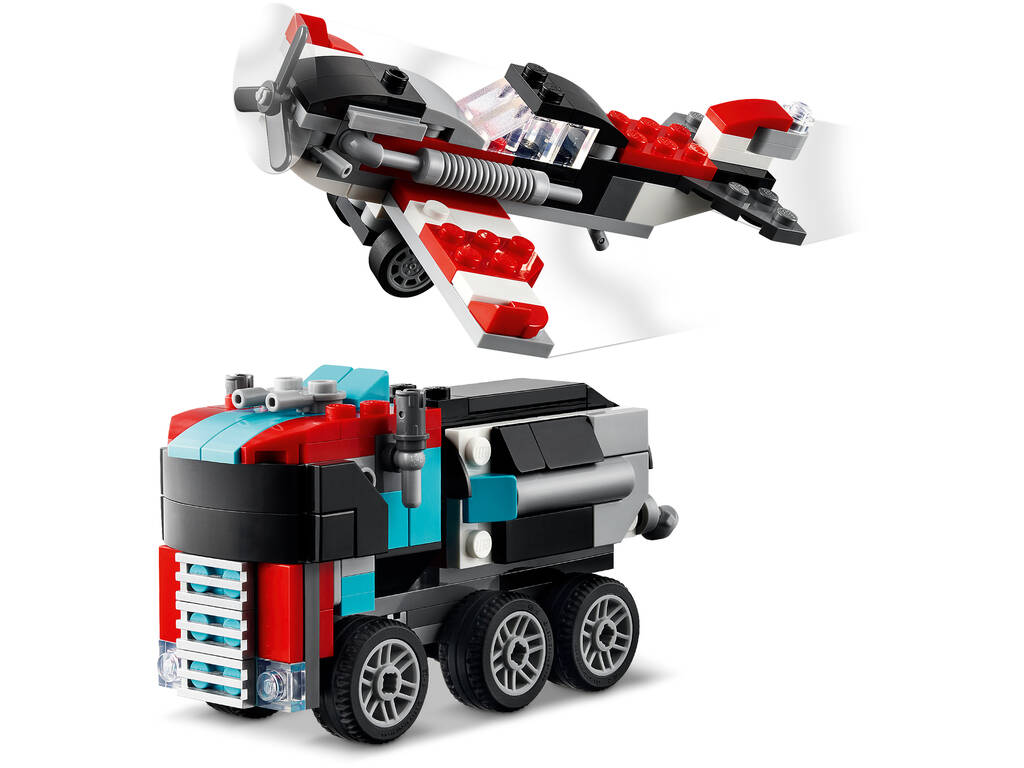 Lego Creator 3 em 1 Caminhão Plataforma com Helicóptero 31146