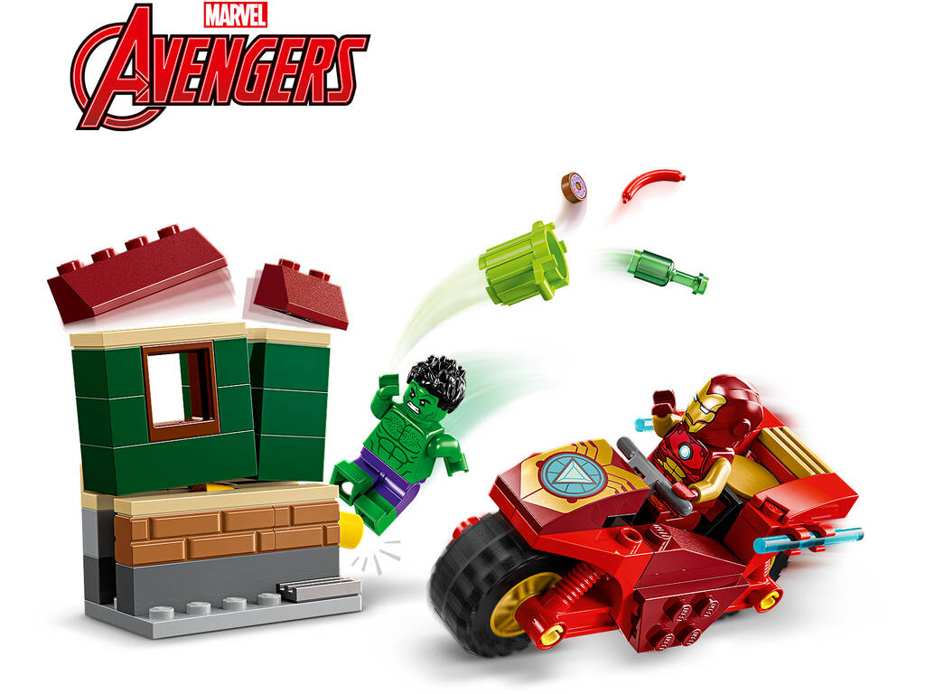 Lego Marvel Iron Man con Moto y Hulk 76287