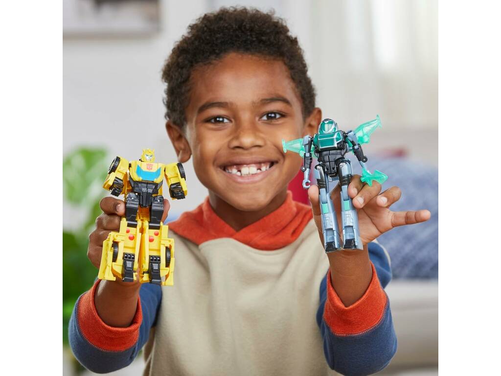 Transformers EarthSpark Figuras Cyber Combiner Bumblebee e Mo Malto Hasbro F8439