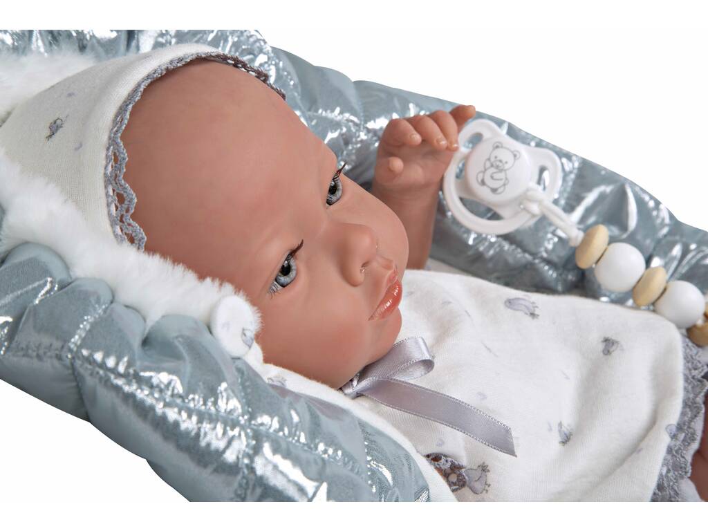 Puppe Reborn Baby 38 cm Borja Grau mit Decke Arias 98172