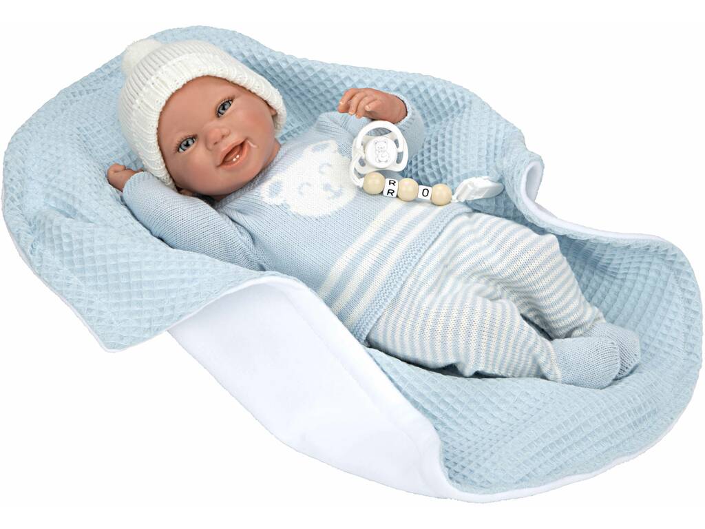 Reborn Baby Doll 40 cm. Paulo Bleu Avec Couverture Arias 98148