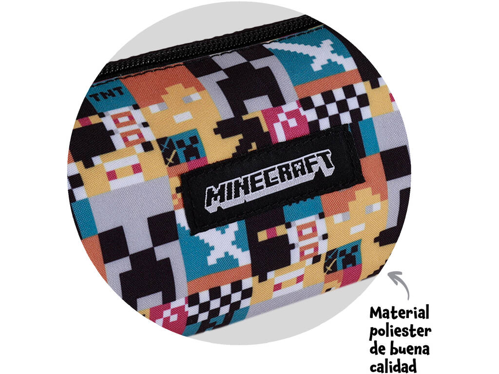 Minecraft Pixel Portatodo Redondo Forrado Toybags T106-961