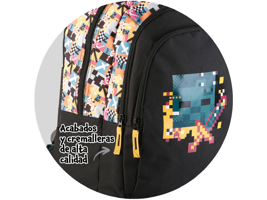 Minecraft pixel zaino primario a doppio scomparto adattabile al trolley di Toybags T434-961