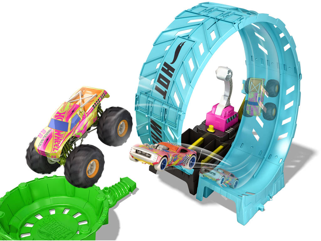 Hot Wheels Monster Trucks Glow In The Dark Sfida Looping Epico Mattel HBN02