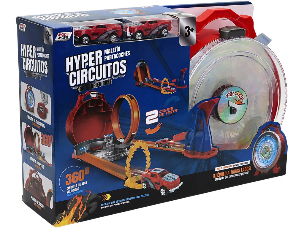 Pista Mala Porta-Carros Hyper Circuito com 2 Carros e Luz