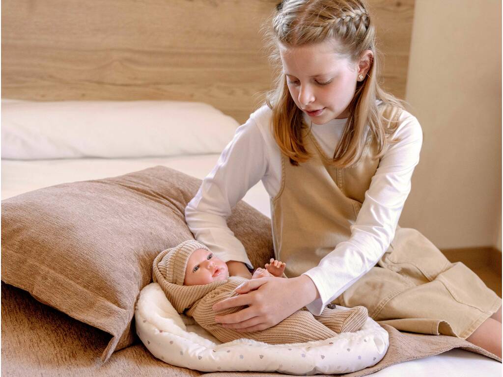 Poupée Reborn Olona de 40 cm avec sac de couchage beige