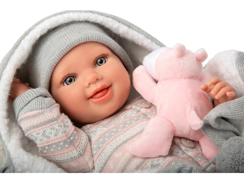 Poupée Reborn Nadia de 40 cm avec couverture et peluche