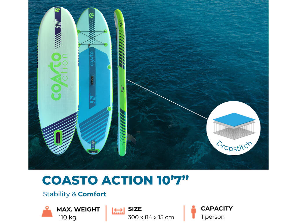 Planche à pagaie gonflable Coasto Action 2021 300x84x15 cm