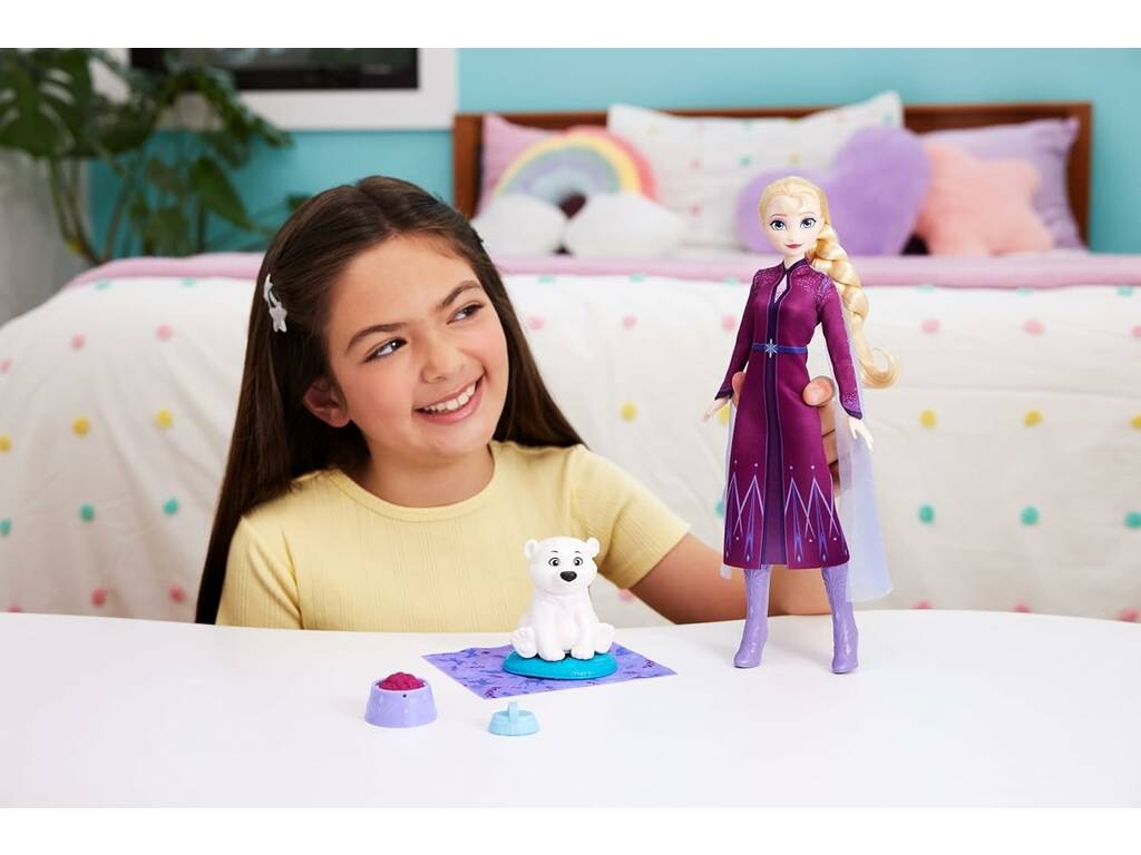 Poupée Elsa Frozen avec ours en peluche