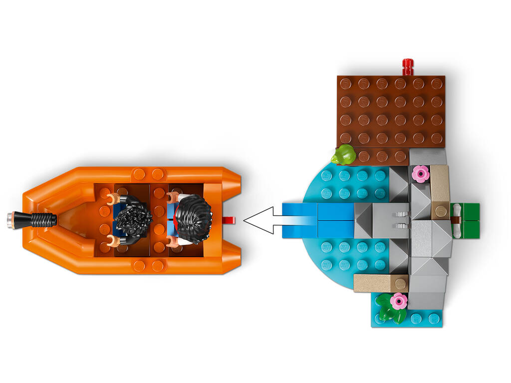 Lego Jurassic World Rebirth Fuite par la rivière et T. Rex à la chasse