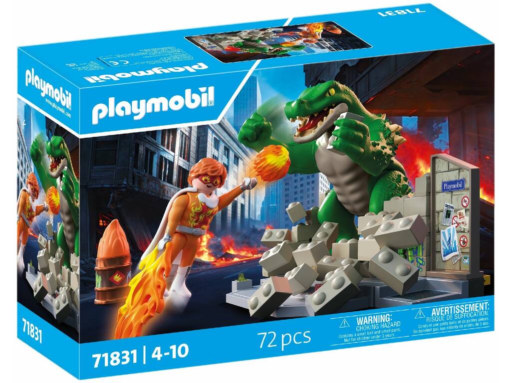 Playmobil Héroe Batalla Contra el Lagarto Gigante