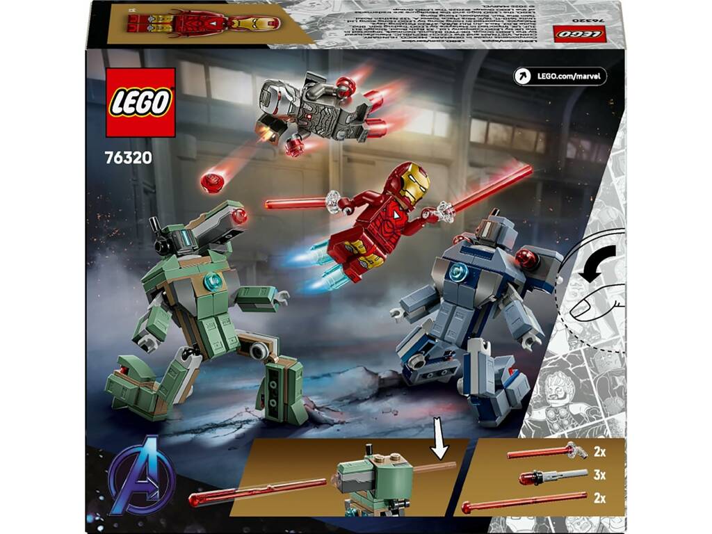 Lego Marvel Iron Man et War Machine contre les drones de Hammer