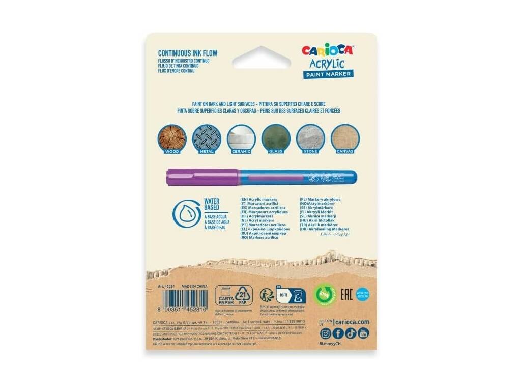 Carioca Acrylic Paint Marker Pack 10 marqueurs pour toutes surfaces