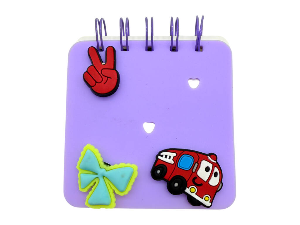 Carnet A7 violet perforé avec 50 pages et 3 épingles décoratives