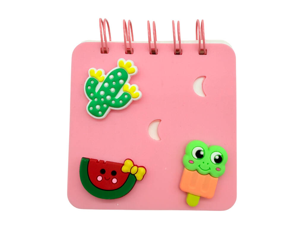 Carnet A7 rose perforé avec 50 pages et 3 épingles décoratives
