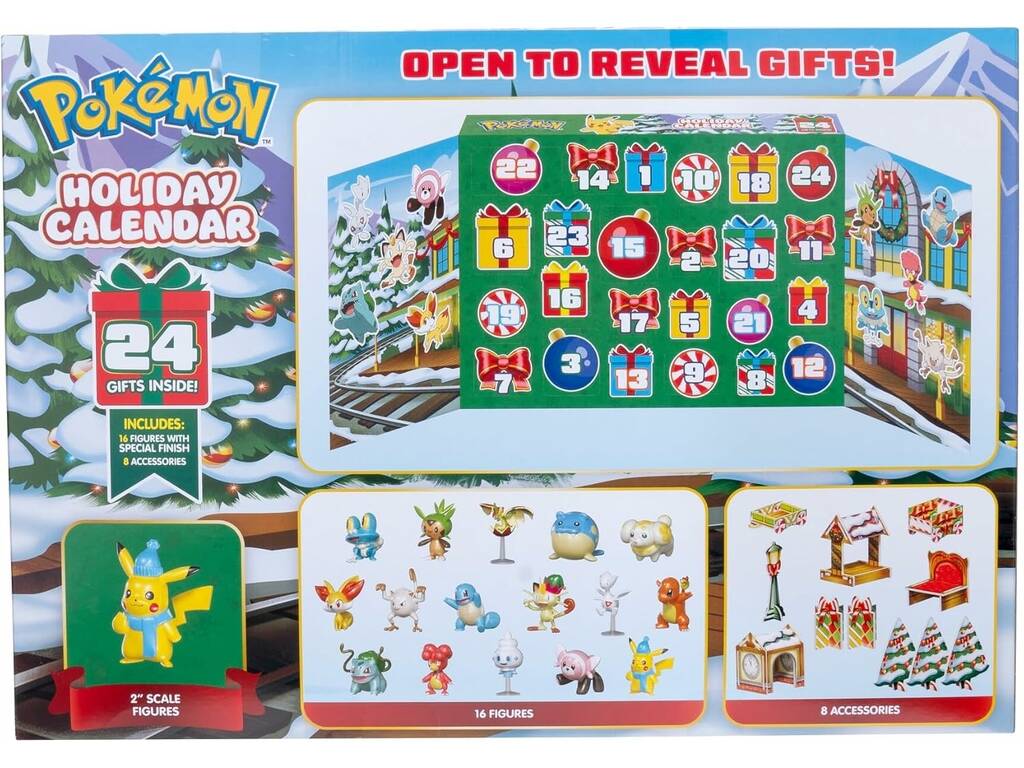 Pokémon Calendario de Adviento con 16 Figuras y 8 Accesorios