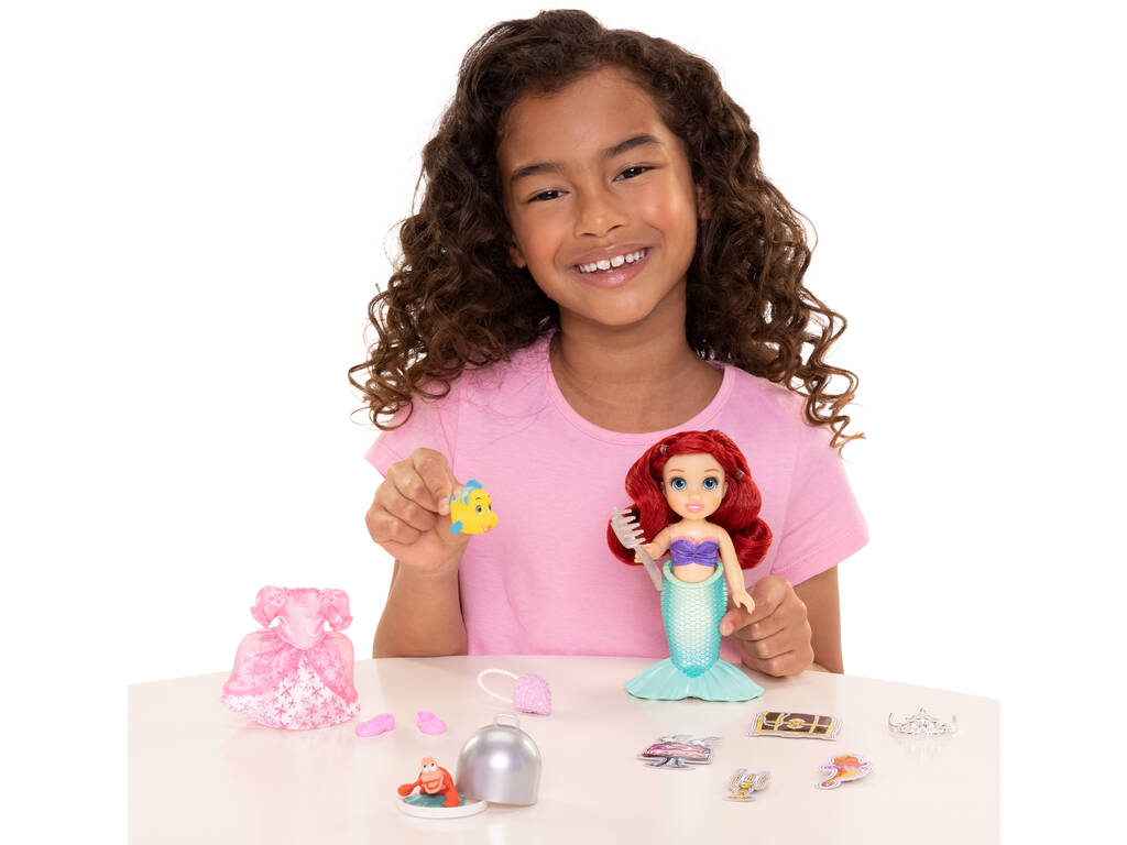 Disney Princess Boneca Ariel de 15 cm com Flounder e Sebastian