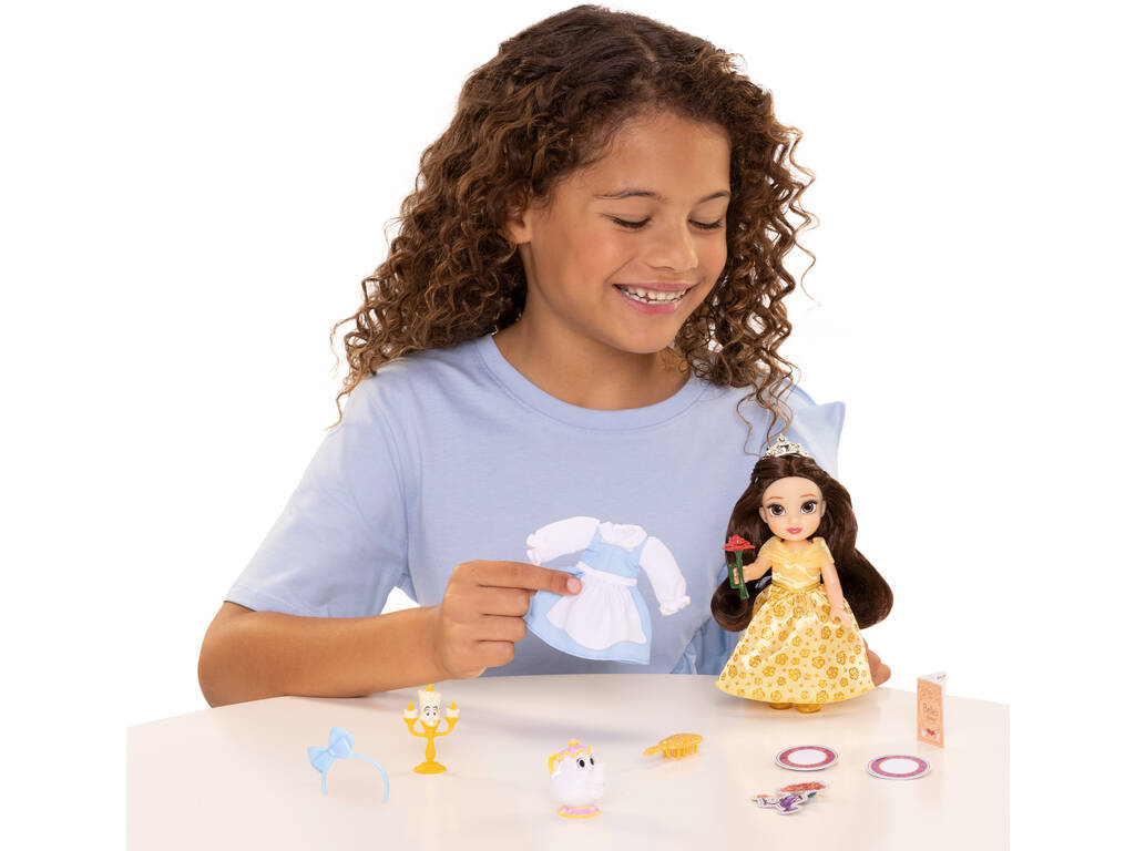 Disney Princess Boneca Bela de 15 cm com Mrs. Potts e Lumiere