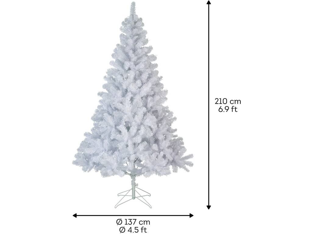Sapin de Noël Imperial Blanc de 210 cm avec 770 branches Everlands