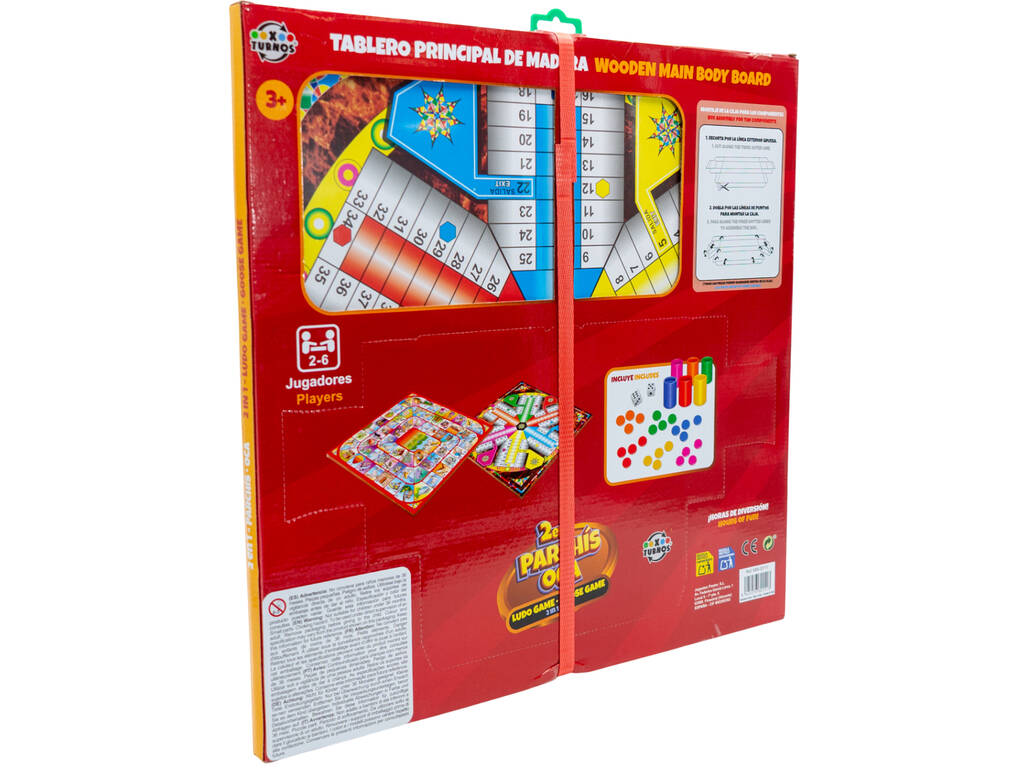 Parchís et Oca 2 en 1 pour 6 joueurs avec plateau en bois et accessoires