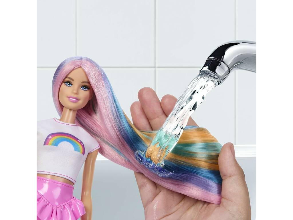 Barbie Cheveux Arc-en-ciel Magique avec accessoires
