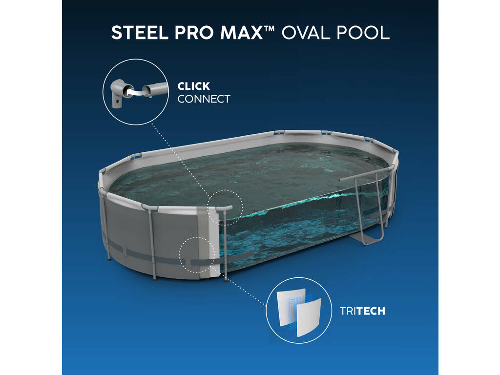 Piscina Desmontável Oval Steel Pro Max Splashview 427x250x100 cm. Bestway 56714