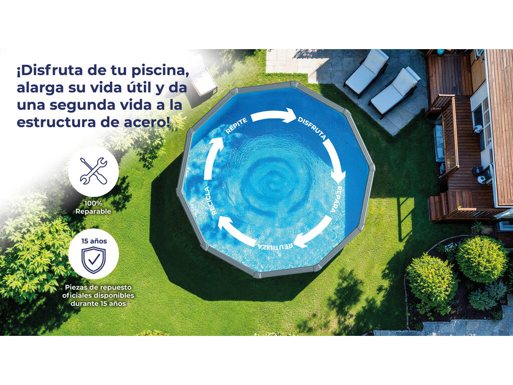 Piscine ovale aspect anthracite 610 x 375 x 132 cm Gre KITPROV6188GY