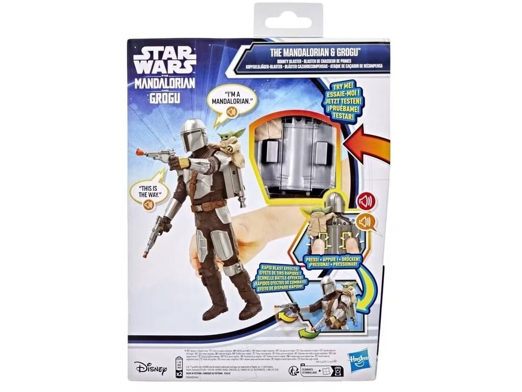 Star Wars The Mandalorian And Grogu Figura Mandaloriano y Grogu Bláster Cazarrecompensas de 28 cm